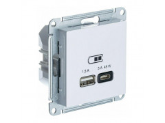 Розетка 2хUSB Systeme Electric AtlasDesign тип A+C белый ATN000129