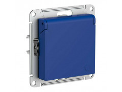 Розетка 2К+З Systeme Electric AtlasDesign 16A 250V со шторками и крышкой аквамарин ATN001146