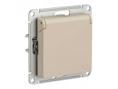 Розетка 2К+З Systeme Electric AtlasDesign 16A 250V со шторками и крышкой песочный ATN001246