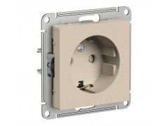 Розетка 2К+З Systeme Electric AtlasDesign 16A 250V со шторками песочный ATN001245