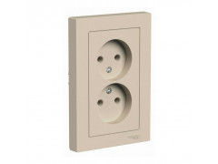 Розетка двойная 2К Systeme Electric AtlasDesign 16A 250V песочный ATN001220