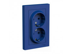 Розетка двойная 2К+З Systeme Electric AtlasDesign 16A 250V аквамарин ATN001124