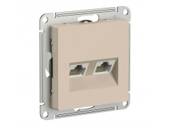 Розетка компьютерная 2xRJ45 Systeme Electric AtlasDesign кат. 5Е песочный ATN001285